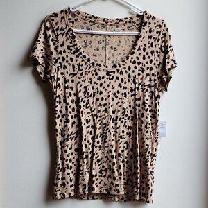 NWT Banana Republic Tan/Black Leopard Print Scoop Neck Jersey Size Medium